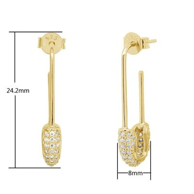Weibliche Hoop-Ohrringe in 925 Silber mit klarem CZ Diamant Brasilianischer Gelbgold Schmuck