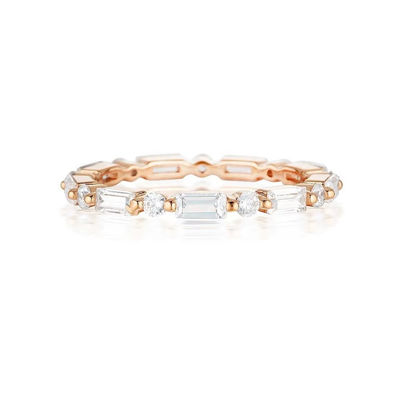 18K Gold Einfaches Modernes Rechteckiges Schnitt Weiß CZ 925 Sterling Silber Frauen Ewiges Ring Party Geschenk