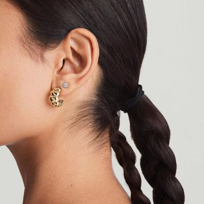 18K Gold Rhodium Plattiert Halbmond-Stud Ohrringe