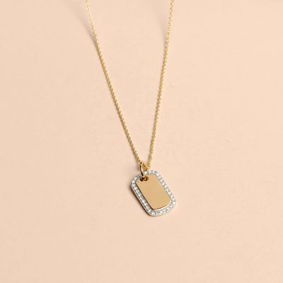 925 Sterling Silber Gold Rhodiumplattiert Zirkonschmiede Halskette