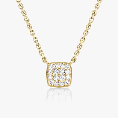 18K vergoldete 925er Sterlingsilber quadratische Zirkonia Anhänger Halskette