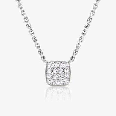 18K vergoldete 925er Sterlingsilber quadratische Zirkonia Anhänger Halskette