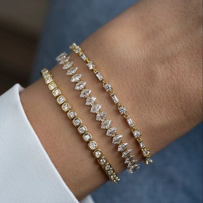 3mm Zirkonia Tennisarmband 925er Silber 14K Vergoldeter Unisex Schmuck