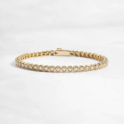 3mm Zirkonia Tennisarmband 925er Silber 14K Vergoldeter Unisex Schmuck