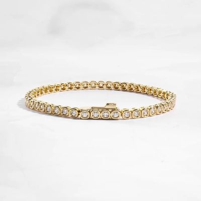 3mm Zirkonia Tennisarmband 925er Silber 14K Vergoldeter Unisex Schmuck