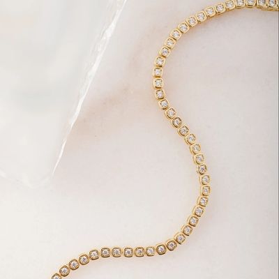 3mm Zirkonia Tennisarmband 925er Silber 14K Vergoldeter Unisex Schmuck