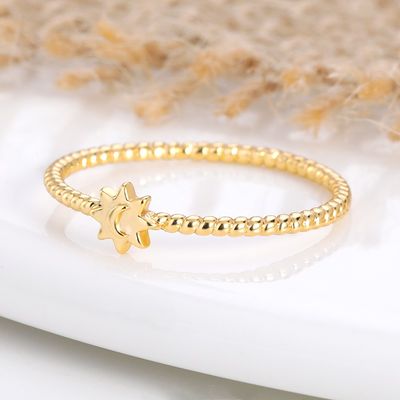 925 Sterling Silber Mond Sonne Ring 18K Vergoldet Unisex Schmuck