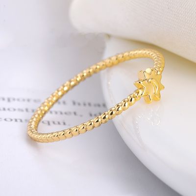 925 Sterling Silber Mond Sonne Ring 18K Vergoldet Unisex Schmuck