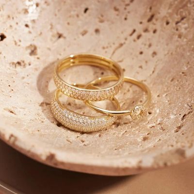 925 Sterling Silber 18K Vergoldet CZ Halb-Eternity-Ring für Damen