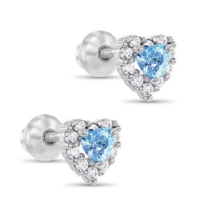 925 Sterling Silber 14K Vergoldete Herz CZ Baby Ohrstecker
