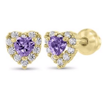 925 Sterling Silber 14K Vergoldete Herz CZ Baby Ohrstecker