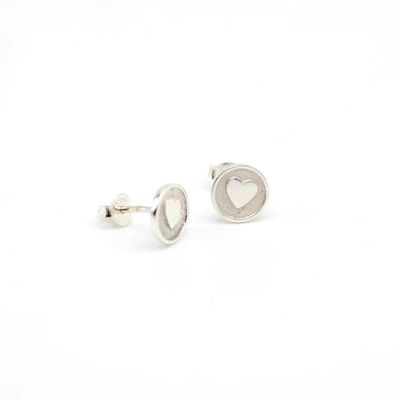 925 Sterling Silber 8mm Herzstück Ohrringe mit rosa Emaille