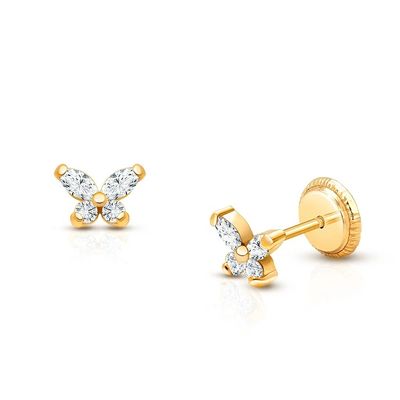 925 Sterling Silber 18K Goldplattierte Schmetterlings-Stud-Ohrringe 1,5 g