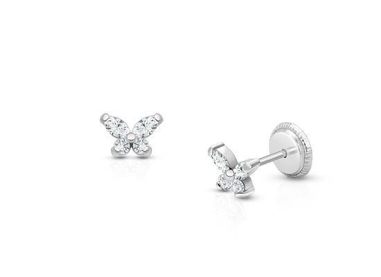 925 Sterling Silber 18K Goldplattierte Schmetterlings-Stud-Ohrringe 1,5 g