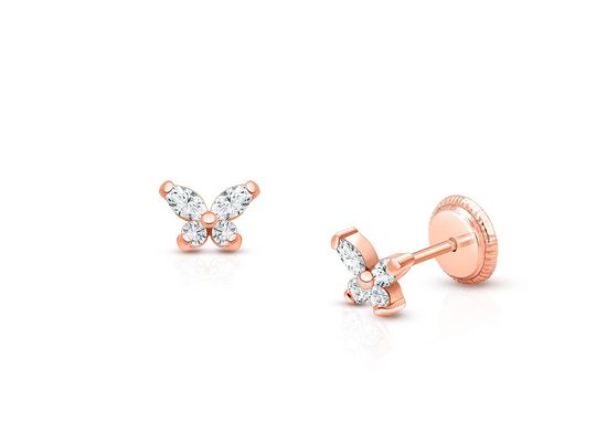 925 Sterling Silber 18K Goldplattierte Schmetterlings-Stud-Ohrringe 1,5 g