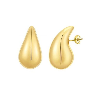 Customized Logo 18K Gold Plattiert Tränendropfen Hohl Stud Ohrring für Mädchen Schmuck Party