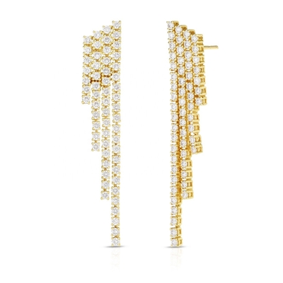 18K Goldplattierte Kubikzirkon-Tassel-Brass-Ohrringe