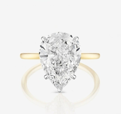 Basis Weiß Kubik Zirkon Birnen Schnitt Solitaire 925 Sterling Silber Hochzeitsringe