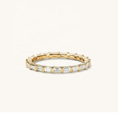 Weißer CZ Ring 925 Sterling Silber Baguette Ewigkeit Band Ring