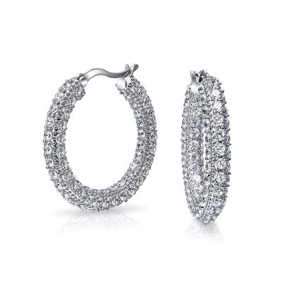 925 Sterling Silber Bridal Pave White CZ Hoop Ohrringe für modische Bräute