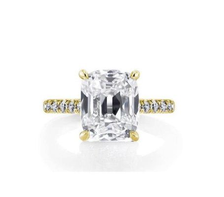 Weißer CZ 925 Sterling Silber Verlobungsring 18K Gold beschichtet Baguette Schnitt