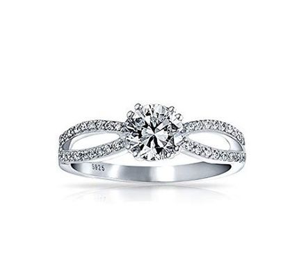 925 Sterling Silber Ring Mikron Pave Weißgold Plattiert für Frauen Hochzeit Paar Verlobung