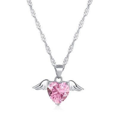 S925 Sterling Silber Liebesflügel Halskette Frauen Herz Zirkon Schlüsselbein Kette Schmuck