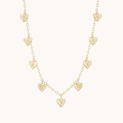 Trendy 14K Goldbeschichtet Fashion Multi Herzförmige Charme Frauen Messing Halskette