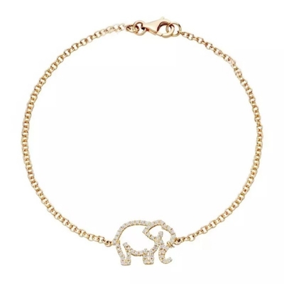 925 Sterling Silber Elefanten Armband mit Mikro-Einsatz-Technologie und Weißem Diamant CZ