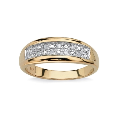 Silber / Messing Männer Prong Set Diamant Hochzeitsring In 18k Gold Plattiert Mit Pave Diamanten