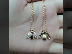 Mode 18K Gold Plattiert Bienen Anhänger Halskette Handgefertigt von 925 Sterling Silber Schmuck
