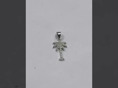 925 Sterling Silber Damen-Drop-Ohrringe mit Palmbaum-Design und Zirkon Weiß CZ Diamant