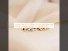 VERSAND UPS DHL EMS Fedex TNT 925 Sterling Silber 18K Gold Opal Huggies Ohrringe